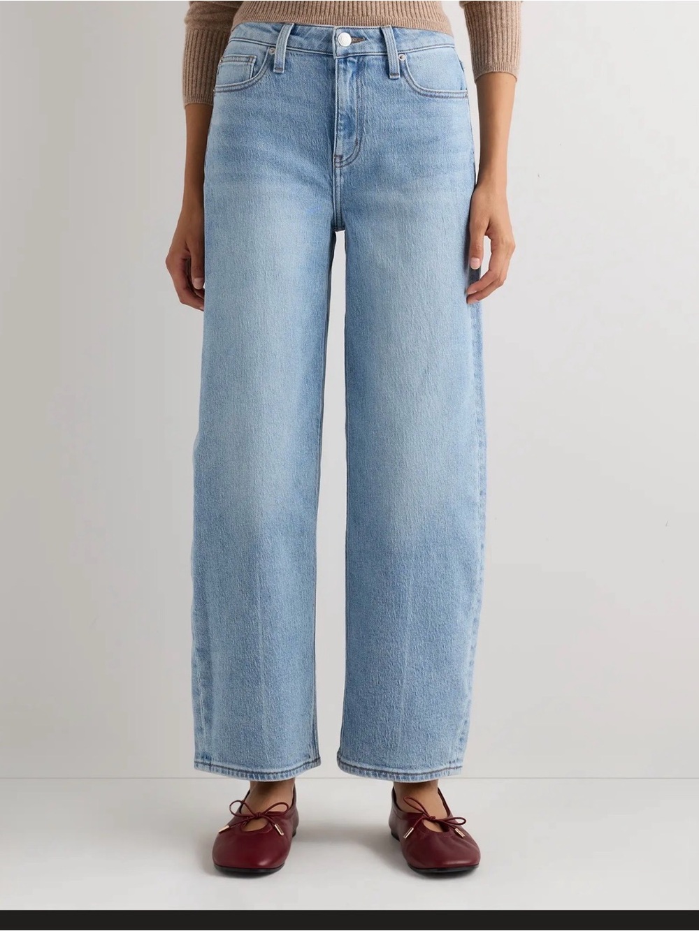 NWOT Quince “Bella Stretch Barrel Jeans” Light Blue High-Rise Wide-Leg Jeans